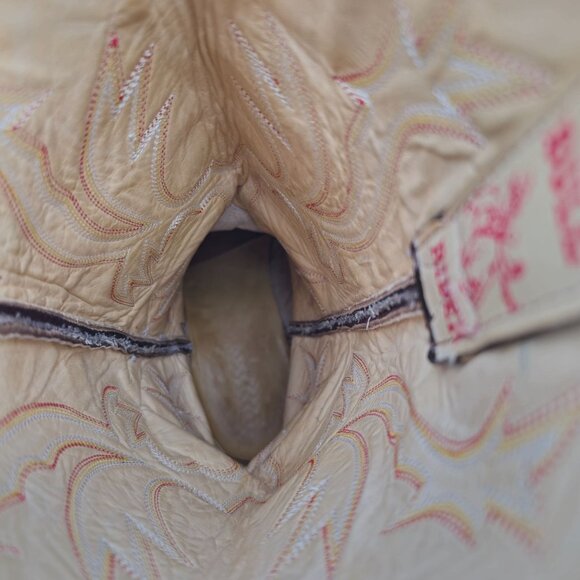 Bull Rider Men 9.5 Unique Color Golden Yellow Brown Leather Cowboy Western Boots - Picture 13 of 16